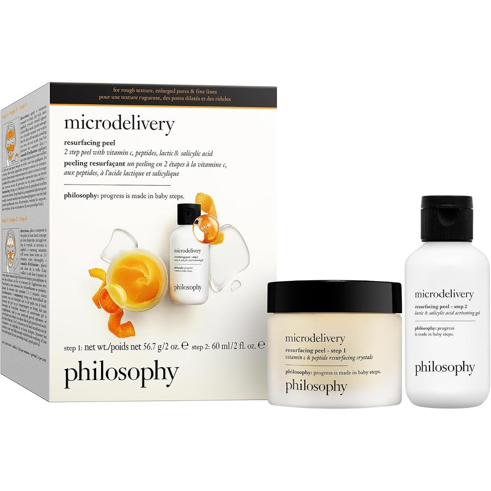 Philosophy Microdelivery Vitamin C Resurfacing Peel Kit With Lactic Acid And Sunflower Seed Oil For Smooth Skin Tone And Fine Lines 2 Piece Set
