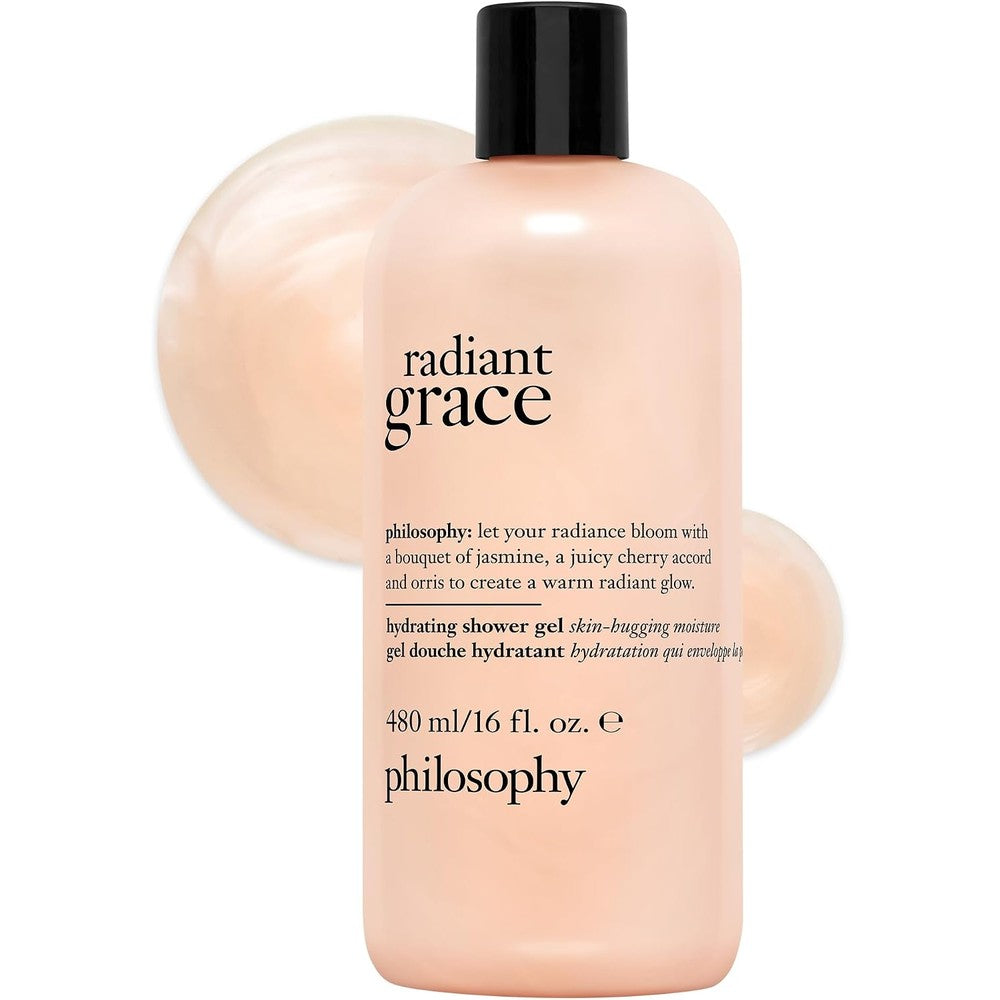 Philosophy Radiant Grace Hydrating Bath And Shower Gel For Dry Skin Scented With Jasmine Black Cherry And Sandalwood 16 Fluid Ounce