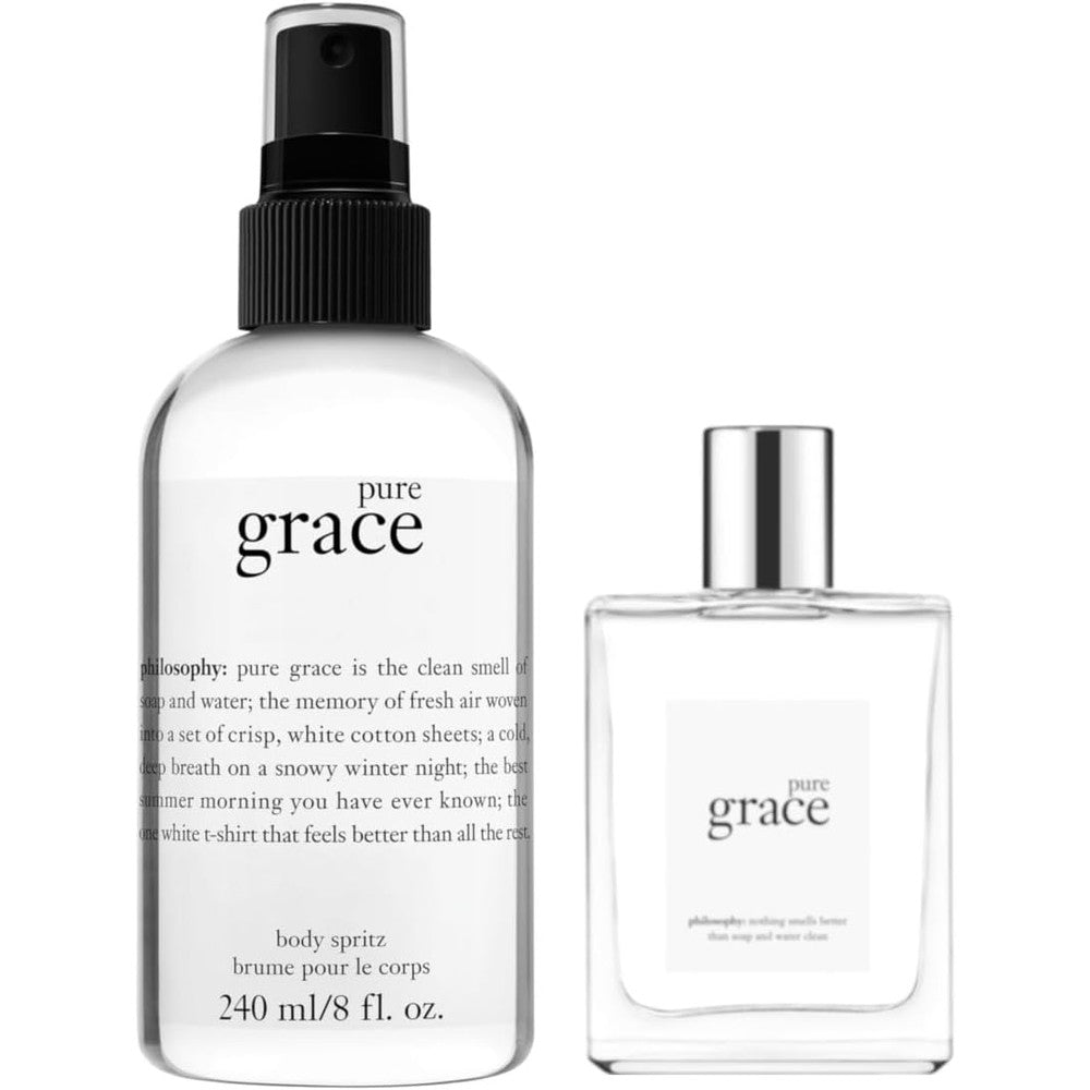 Philosophy Pure Grace Body Spritz And Pure Grace Eau De Toilette For Women Eight Fluid Ounce And Four Fluid Ounce Set