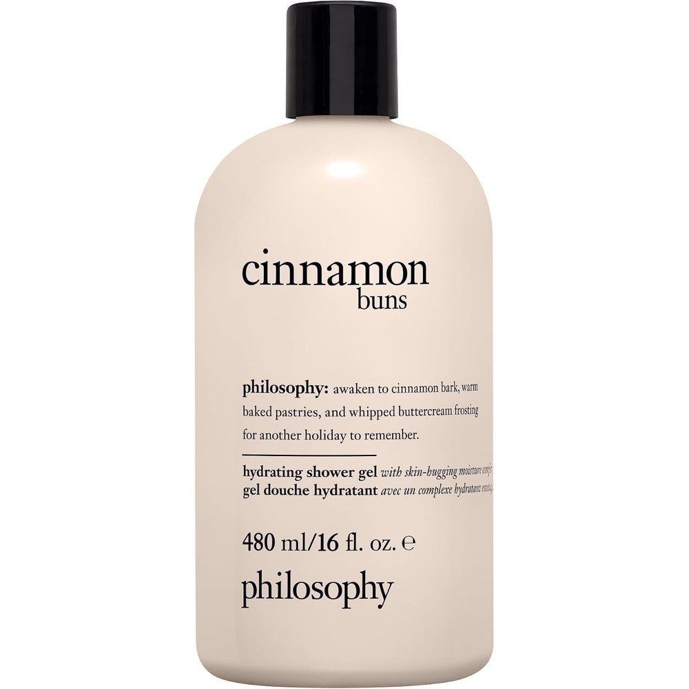 Philosophy Scent-Sational Hydrating Three In One Shampoo Shower Gel Bubble Bath Cinnamon Buns Fragrance For Dry Skin Four Hundred Eighty Milliliters
