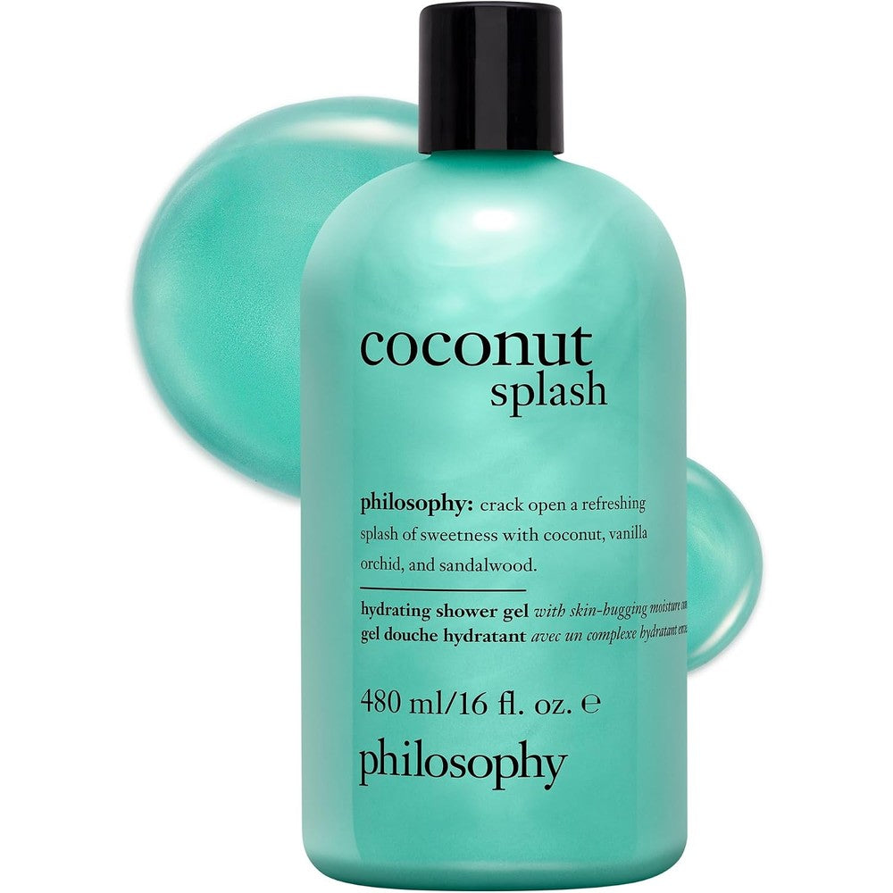 Philosophy Scent-Sational Hydrating Bath And Shower Gel Coconut Splash Multi-Purpose Body Wash Shampoo And Bubble Bath Sixteen Fluid Ounces