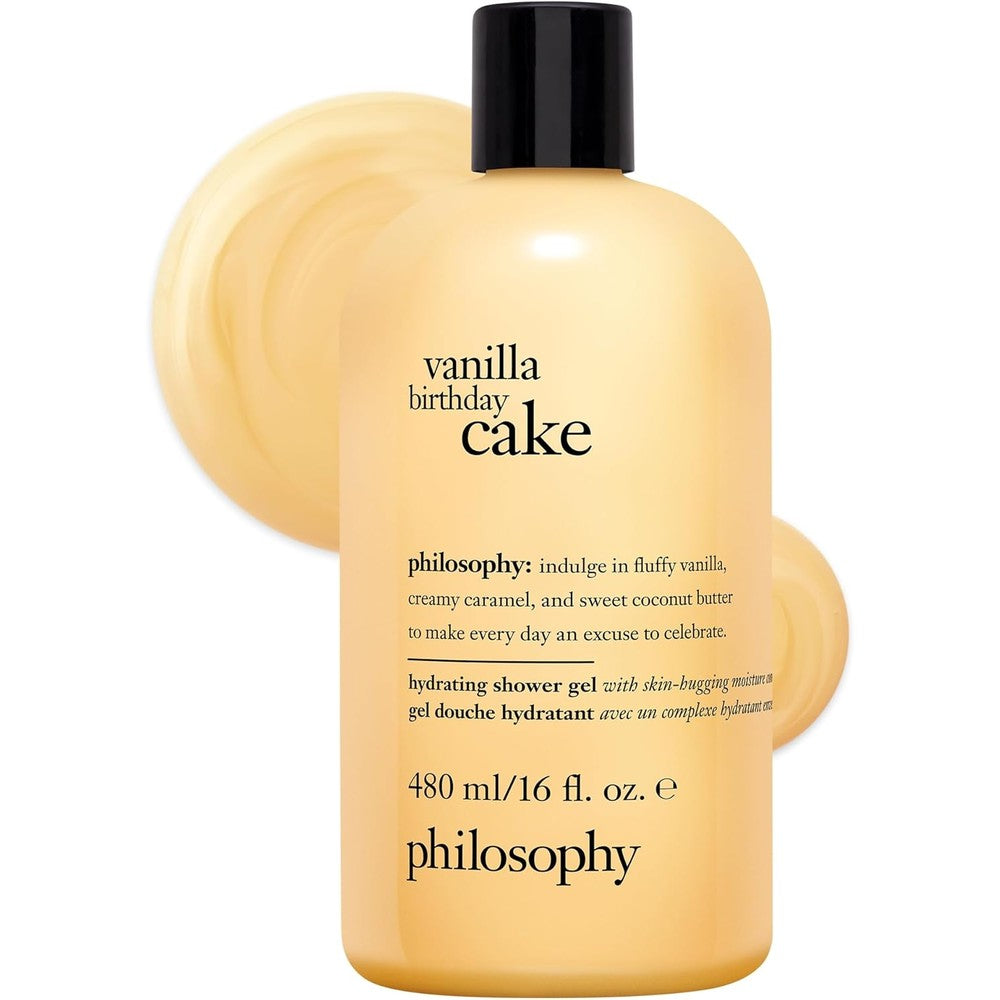 Philosophy Scent-Sational Hydrating Bath And Shower Gel 3-In-1 Shampoo And Bubble Bath Vanilla Birthday Cake 16 Fluid Ounce
