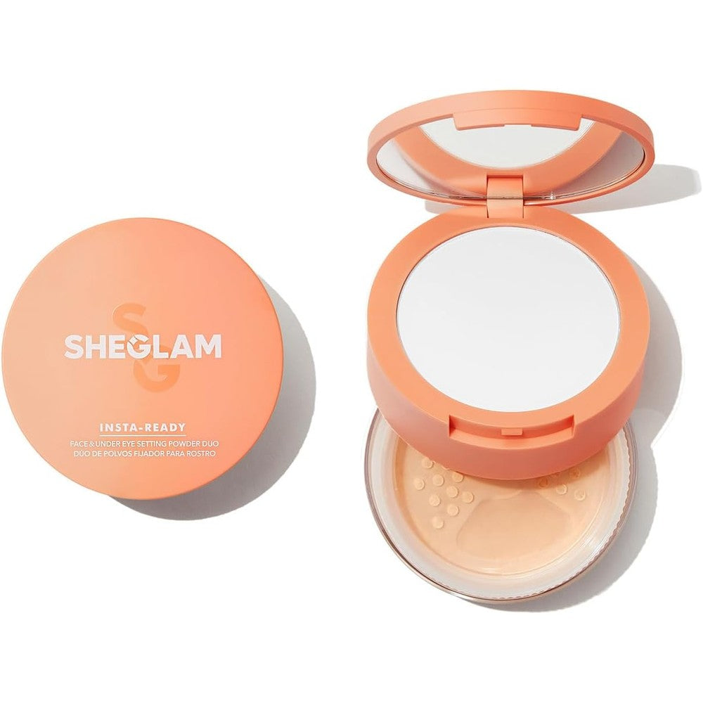 SHEGLAM Insta-Ready Face Powder Loose Under Eye Setting Powder Duo Natural Linen 14 Grams