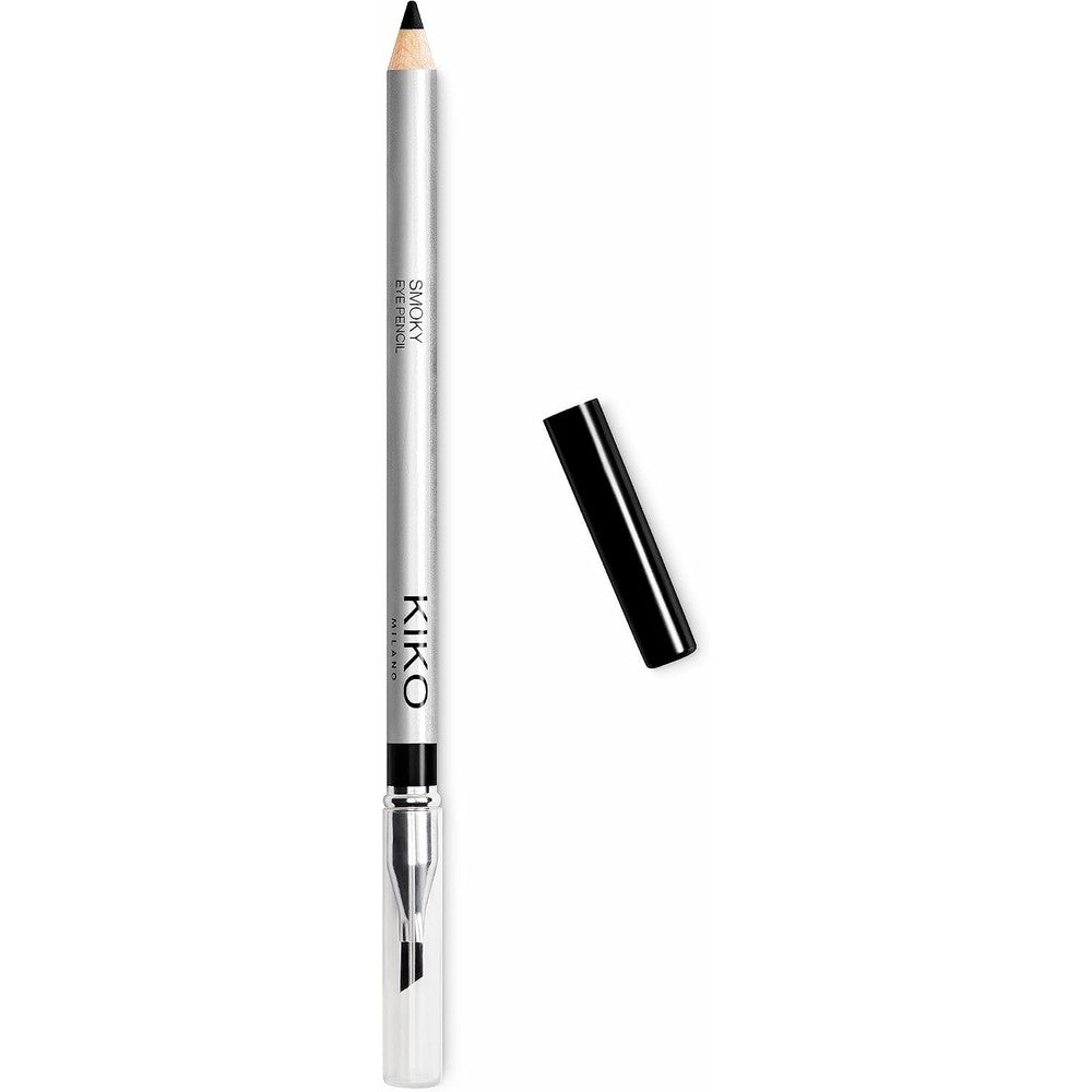 Kiko Milano Smoky Eye Pencil Soft And Highly Blendable Eyeliner With Built In Smudger Sponge Matte Black Shade For Dramatic Lash Line Definition