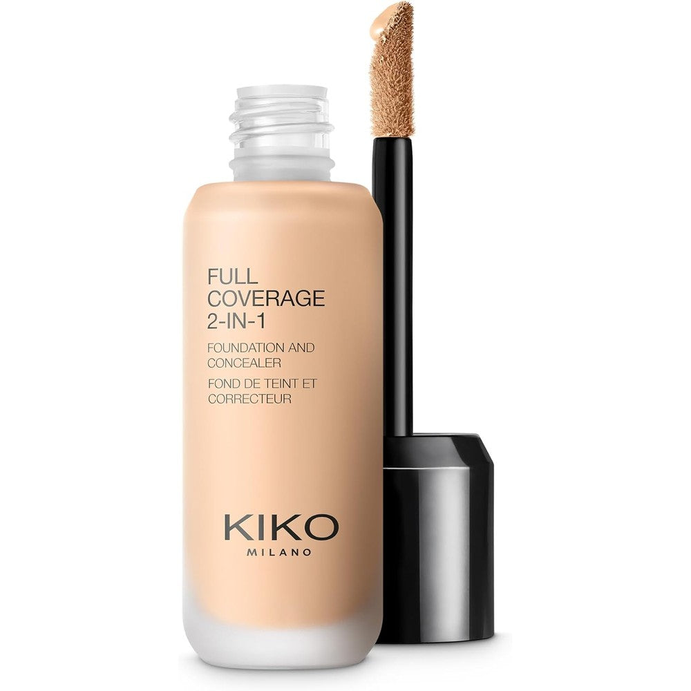 KIKO Milano Full Coverage Two In One Foundation And Concealer Long Lasting Matte Satin Liquid Makeup 25 Milliliters