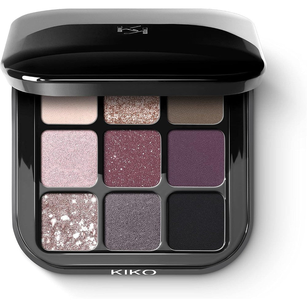 KIKO Milano Glamour Multi Finish Eyeshadow Palette 04 Mauve Selection Nine Highly Pigmented Eye Shadows With Matte Metallic Marbled And Sparkly Fin...