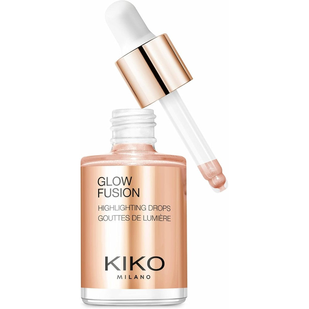 KIKO Milano Glow Fusion Highlighting Drops 02 Sweet Dreams Liquid Face Highlighter With Metallic Finish For Buildable Radiance 10 Milliliters