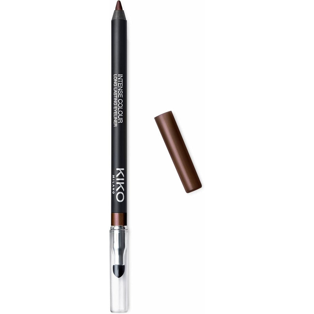 Kiko Milano Intense Colour Long Lasting Eyeliner 04 Pearly Brown Water Resistant Smudge Proof Outer Eye Pencil With Smudger 1.2 Grams