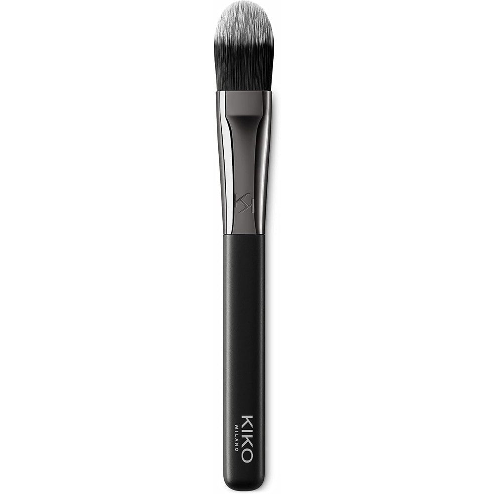 Kiko Milano Face 03 Flat Foundation Brush For Liquid And Cream Makeup Application Matte Black Handle Cruelty Free Synthetic Bristles One Count