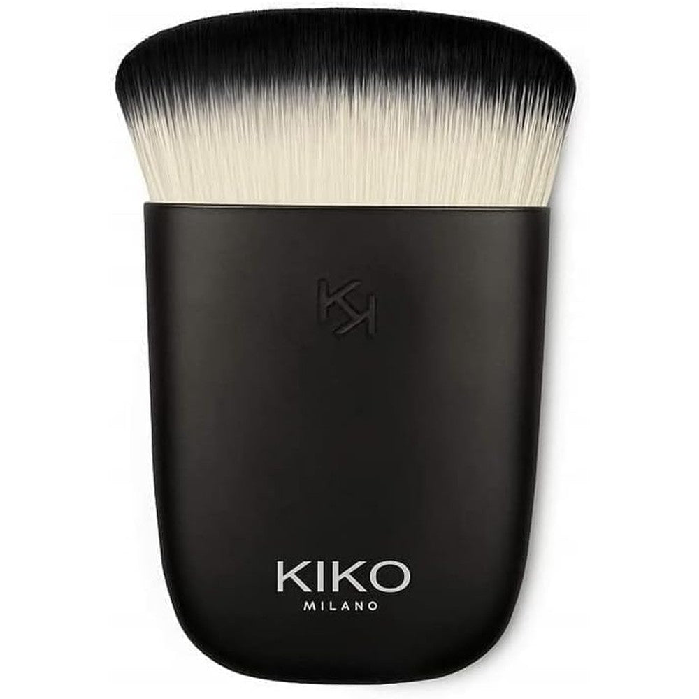 KIKO Milano Face 16 Multi Purpose Kabuki Brush For Liquid Foundation And Face Powder Black Matte Handle White Tipped Synthetic Bristles 1 Count