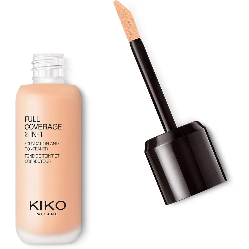 Kiko Milano Full Coverage 2 In 1 Foundation And Concealer High Coverage Matte Satin Finish Liquid Base 25 Milliliters