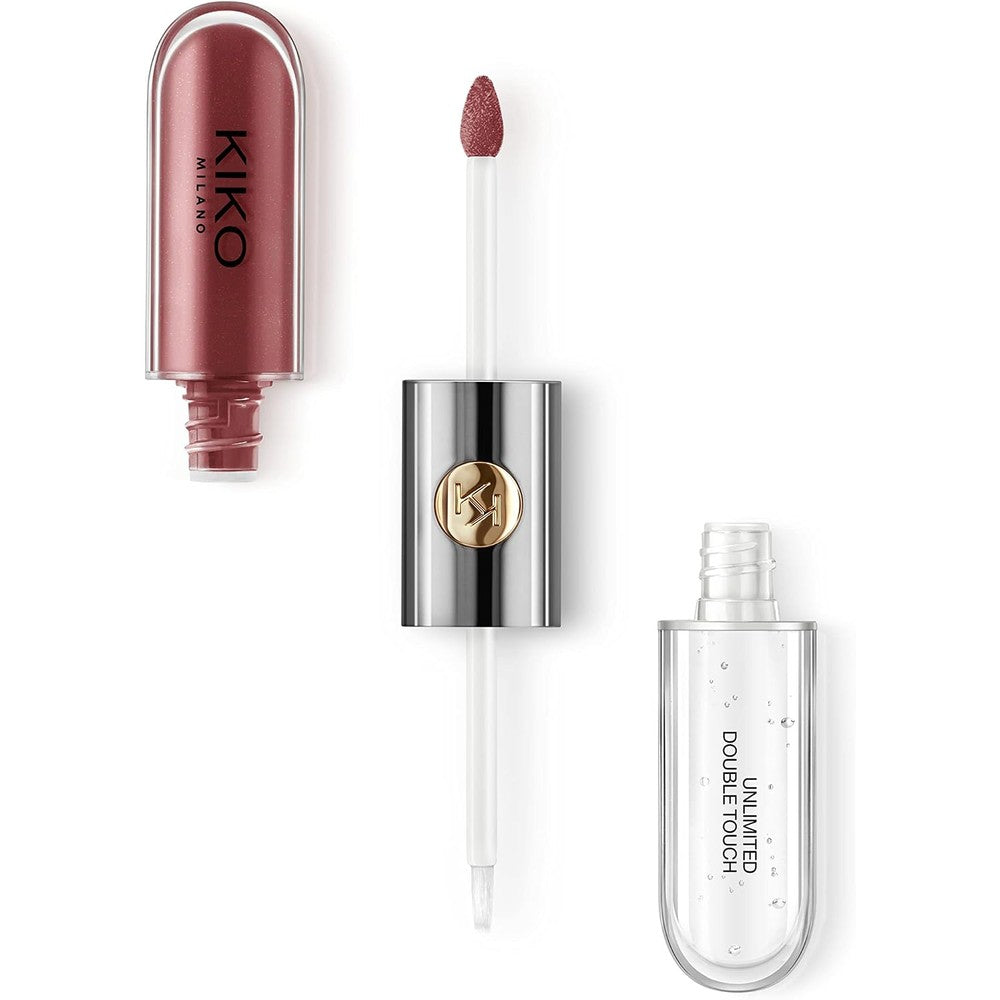 Kiko Milano Unlimited Double Touch Liquid Lipstick Long Lasting Two Step High Shine Lip Gloss Lip Color 104 Sangria 6 Milliliters