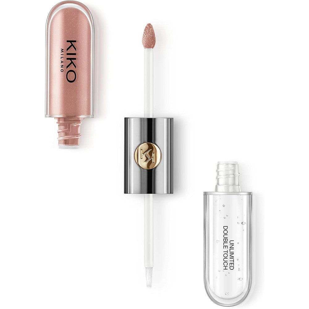 KIKO Milano Unlimited Double Touch Long Lasting Two Step Liquid Lipstick And High Shine Lip Gloss 102 Satin Rosy Beige 6 Milliliter