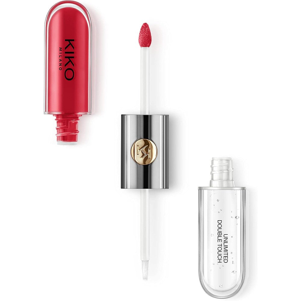 KIKO Milano Unlimited Double Touch Liquid Lipstick 109 Strawberry Red Long Lasting Two Step High Shine Lip Colour With Lip Gloss 6 Milliliters