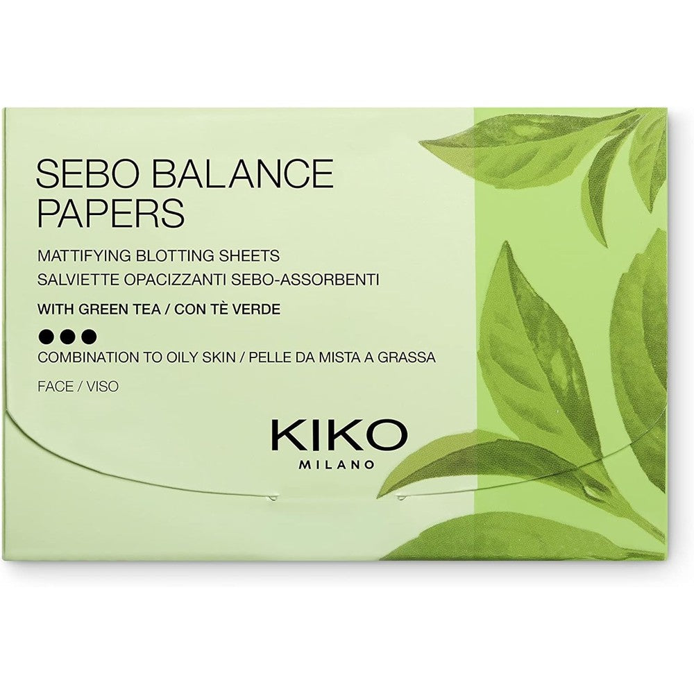 KIKO Milano Sebo Balance Papers Matte Finish Face Wipes And Mattifying Blotting Sheets Enriched With Green Tea For Combination To Oily Skin One Pack