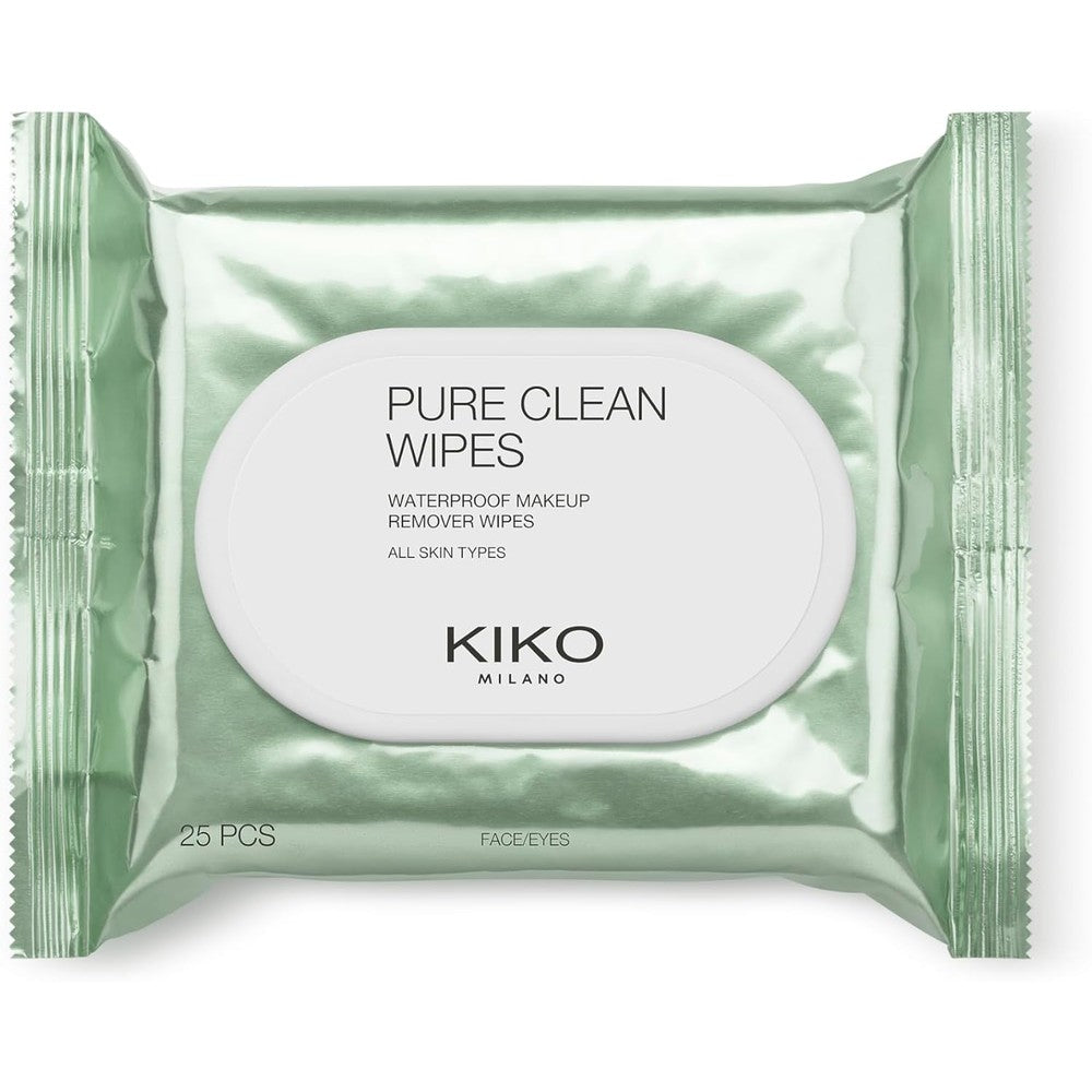 KIKO Milano Pure Clean Wipes Waterproof Makeup Remover Wipes For Face Eyes And Lips Enriched With Hyaluronic Acid Pack Of 25 Wipes