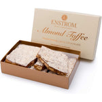 Enstrom Milk Chocolate Almond Toffee front view of the premium gold gift box