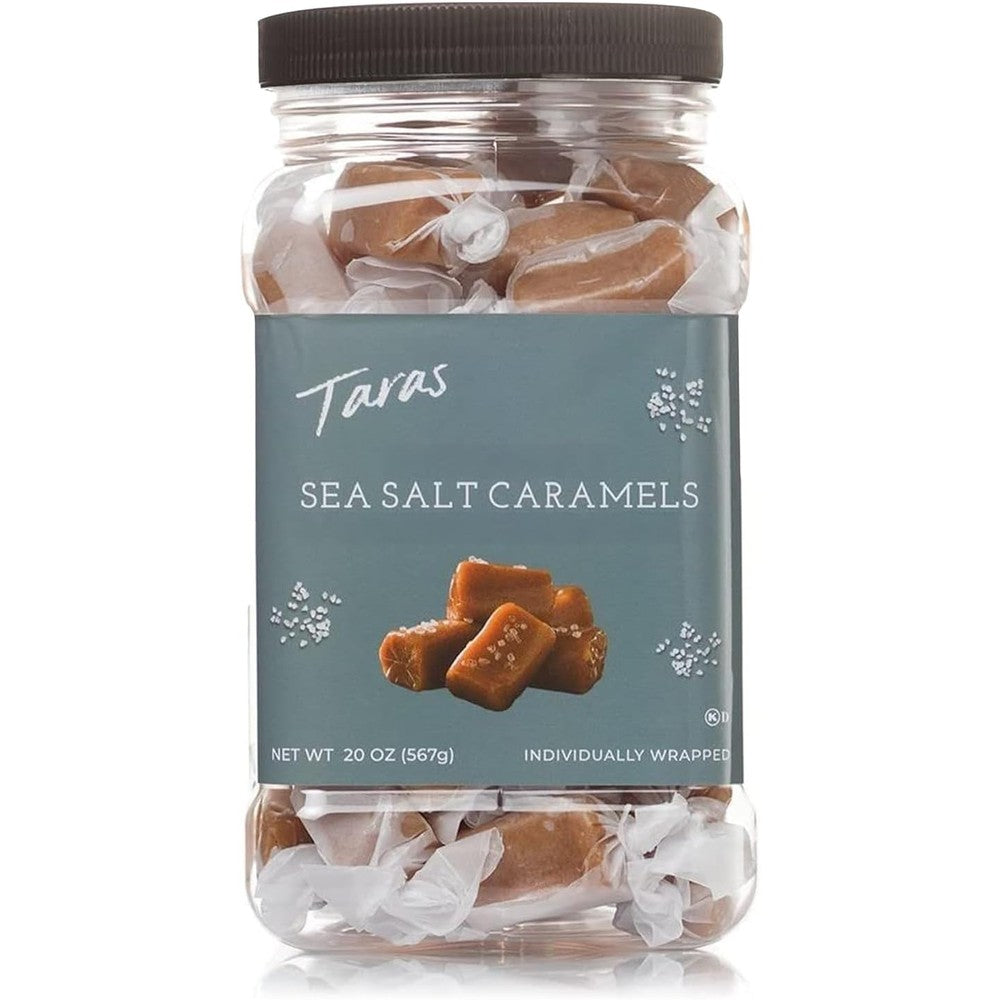Traditions de France Taras Gourmet Sea Salt Caramels front view packaging of imported American candy