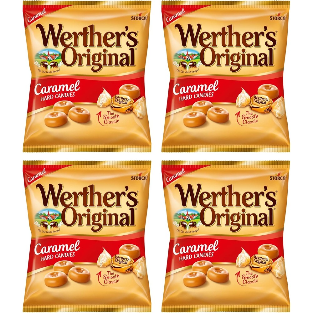 Werther's Original Caramel Hard Candies front packaging view displaying golden candies.