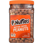 P-Nuttles Butter Toffee Covered Peanuts 44 ounce jar front view showcasing the sweet and salty roasted nuts packaging.
