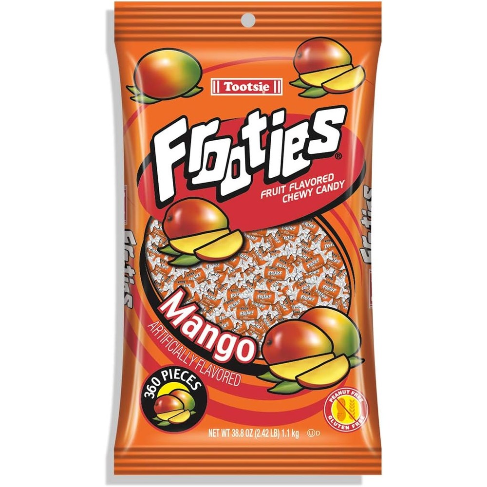 Tootsie Roll Mango Frooties 38.8 Ounce bag front view imported USA candy