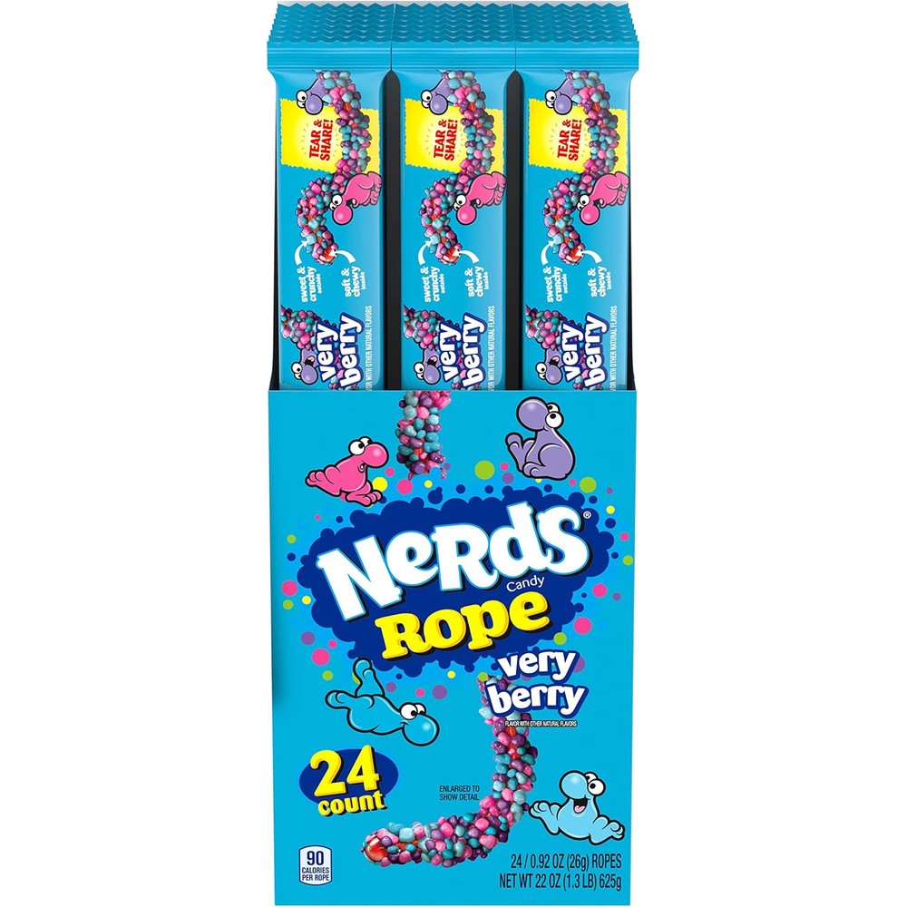 Nerds Rope Candy Very Berry 24 pack display box front view USA import