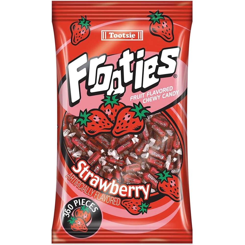 Tootsie Roll Strawberry Frooties 360 count bulk bag front view authentic candy