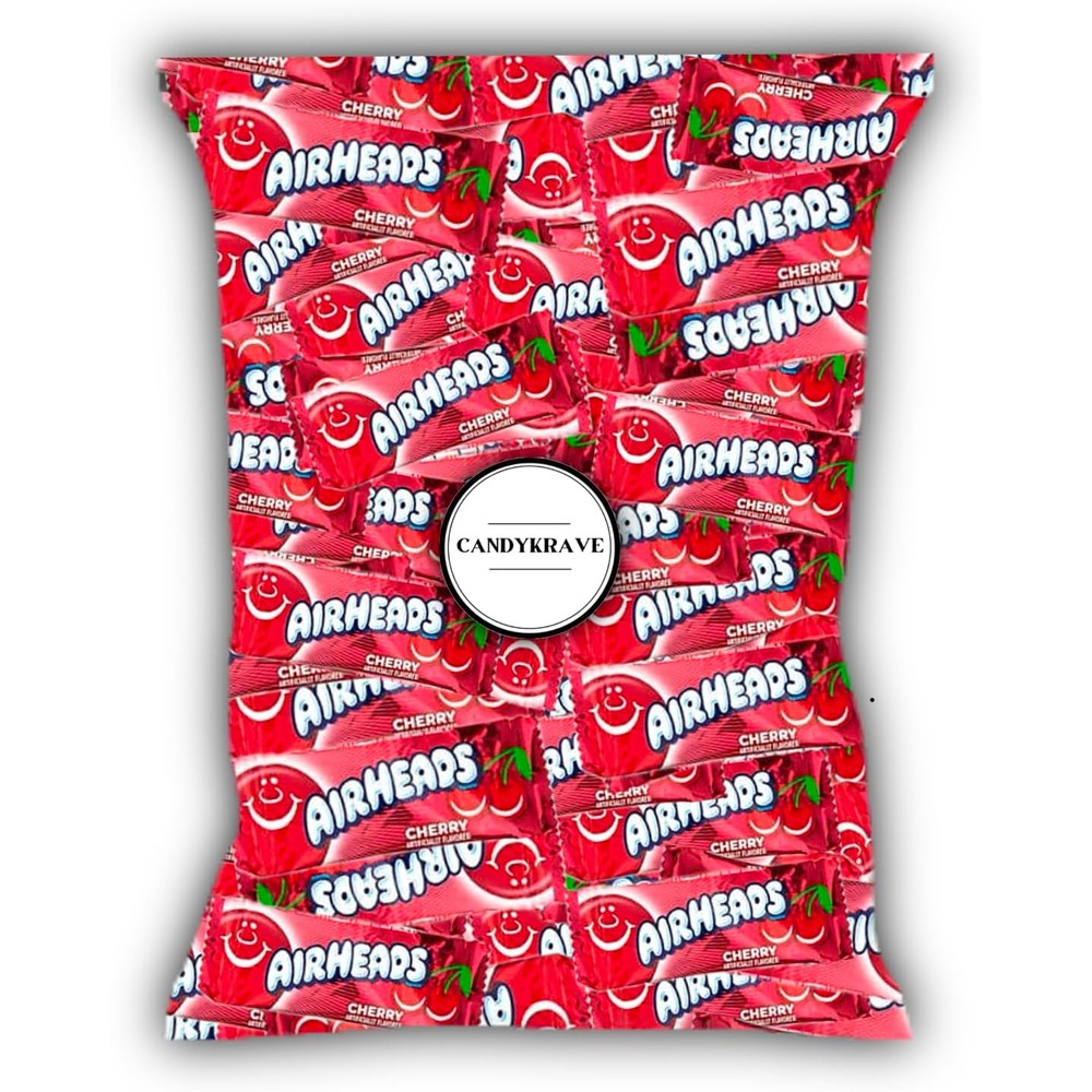 CandyKrave Airheads Mini Bars Cherry Flavor 80 Pieces bulk bag front view imported candy