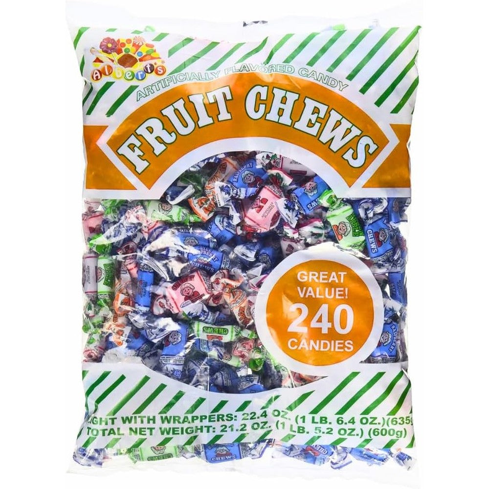Albert's Candy Assorted Fruit Chews 21.2 Ounce bag front view imported candy