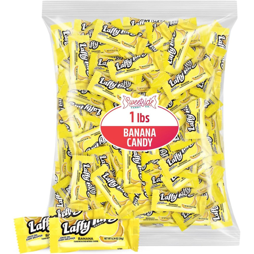 Sweetside Candy Co. Banana Flavored Chewy Taffy Candy 1 Pound Bulk Bag front view