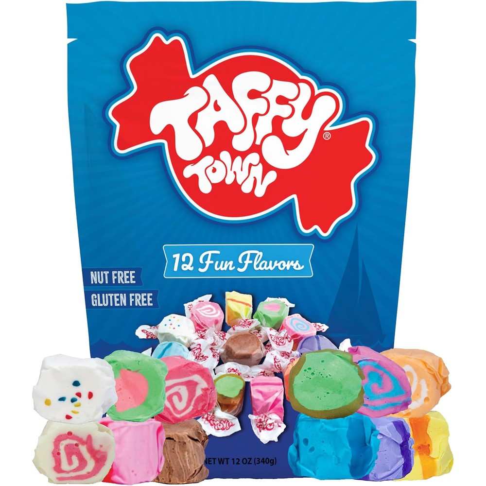 Taffy Town Assorted Salt Water Taffy Pouch 12 Ounce front view buy online