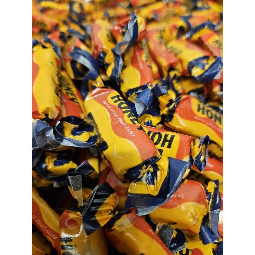Bayside Candy Honey Almond Chews Taffy Candy 1 Pound front view imported candy