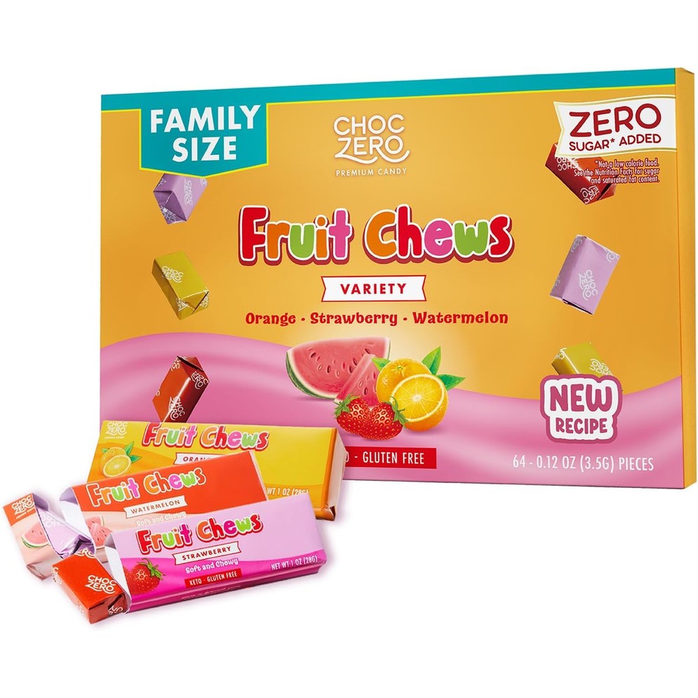 ChocZero Sugar Free Fruit Chews front 8 ounce box package view online candy shop