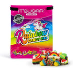IT'SUGAR Flavorites Rainbow Candy Mix front view of unicorn design packaging containing imported gummy treats.
