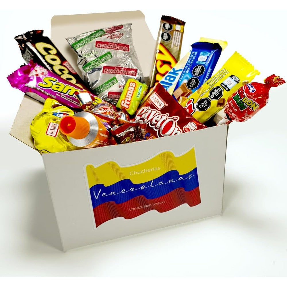 Calesbox Venezuelan Sweets Box packaged front view showing authentic imported candy assortment.