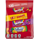 Wrigley's Skittles and Starburst 135 count bulk bag front view showing assorted fruity candies.