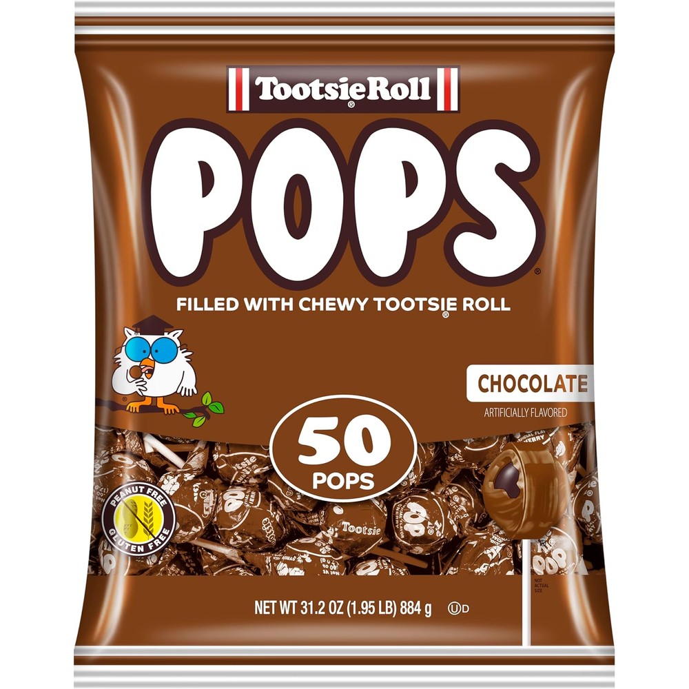 Tootsie Roll Tootsie Pops Chocolate 50 Count Bag front view