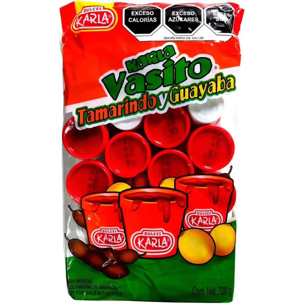 Dulces Karla Vasito Tamarindo and Guayaba mini cups front view