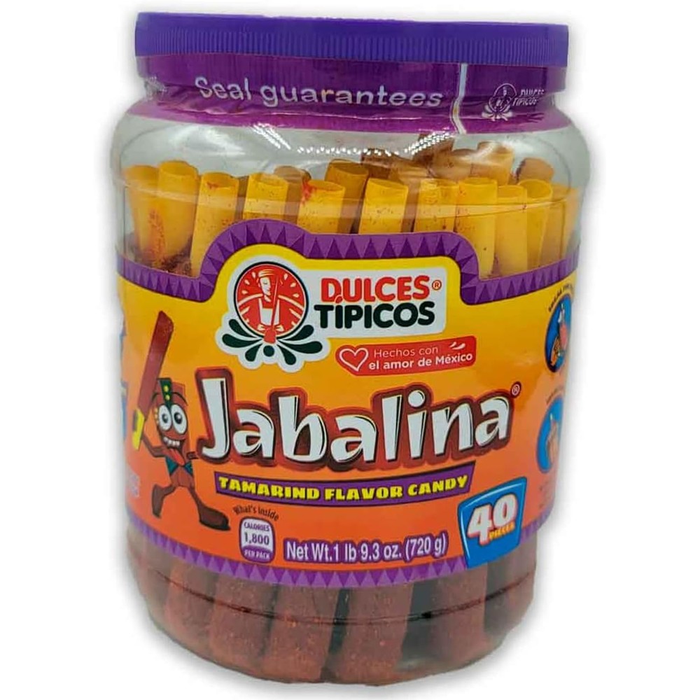 Dulces Tipicos Jabalina Tamarind Flavor Candy 40 piece tub front view