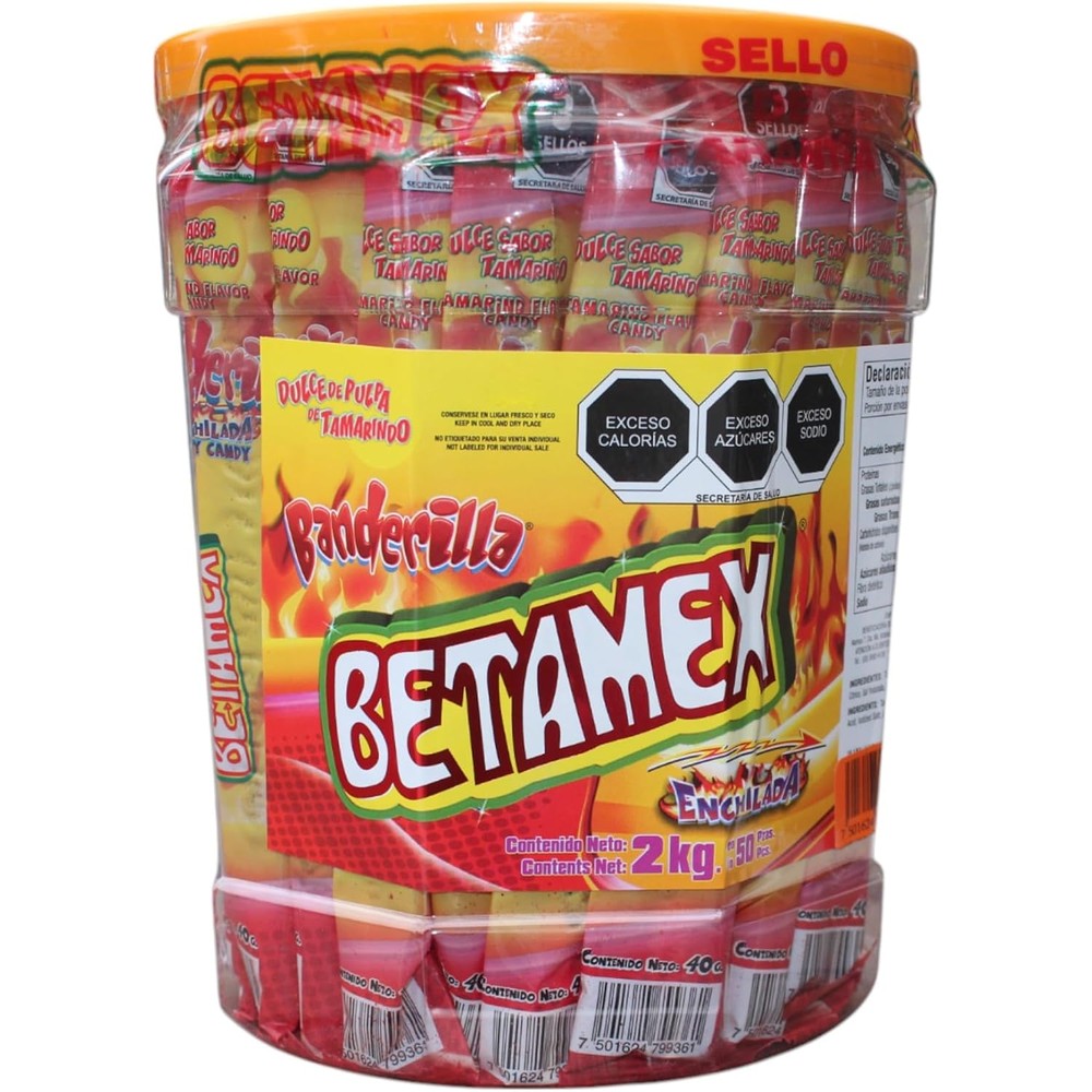Betamex Banderilla Envuelta Tamarind Candy Spicy Sticks front view
