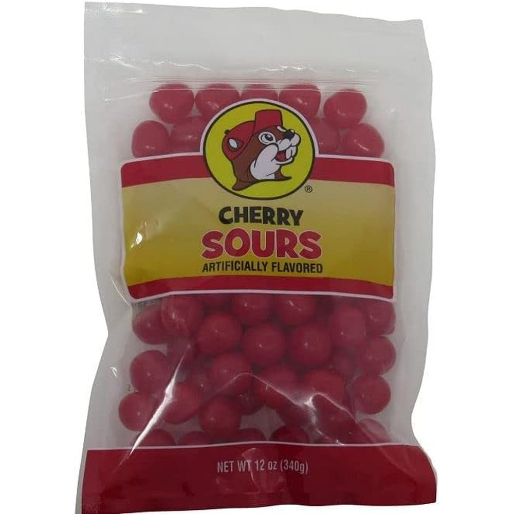 Buc-ee's Cherry Sours Red Candy 12 ounce bag front view