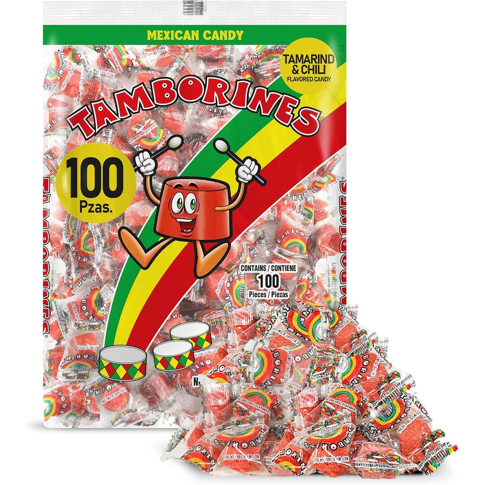 Tamborines Enchilados Mexican Hot Candy With Chili And Tamarind, 100 Individually Wrapped Pieces, 15.85 Ounce Bulk Pack