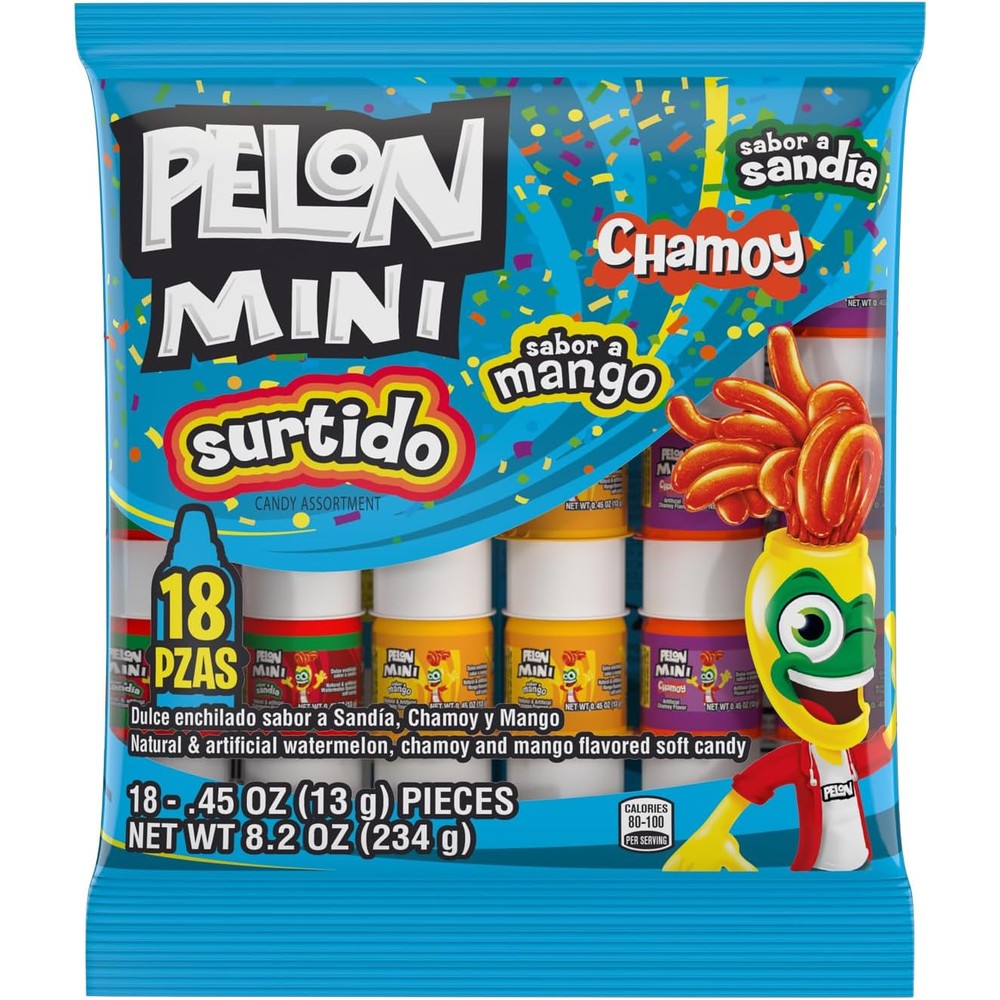 Pelon Pelo Rico mini assorted candy bottles front view