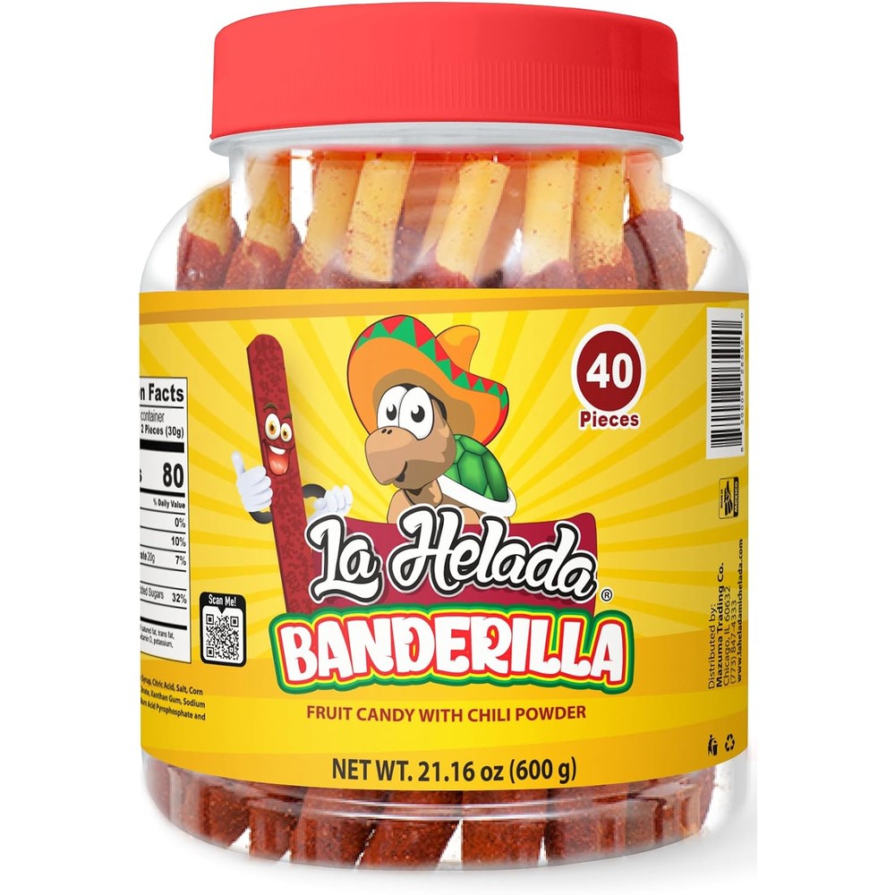La Helada Micheladas Banderilla Tamarindo straw candy jar front view