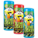 Toxic Waste Slime Licker 2.0 sour liquid candy three pack packaging front view showing cartoon characters