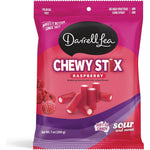 Darrell Lea Chewy Stix Sour Raspberry candy packaging front view