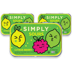 Simply Gum Simply Sours Citrus Berry hard candy tins three pack front view