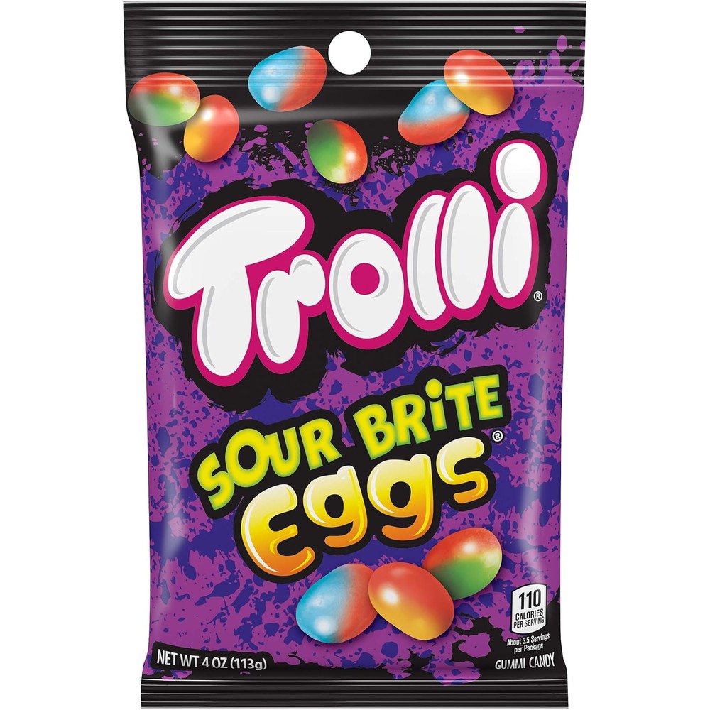 Trolli Sour Brite Eggs assorted gummy candy front view pack of imported American sour sweets