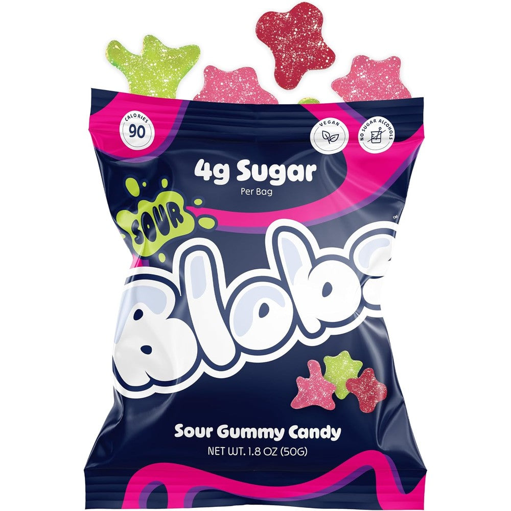 Blobs Sour Gummy Candy front view of mixed flavor low sugar pack