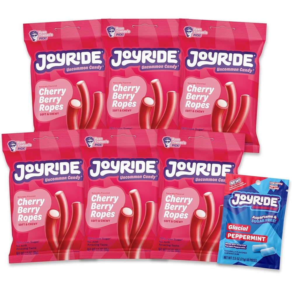 Joyride Cherry Berry Ropes bundle front view low sugar candy pack